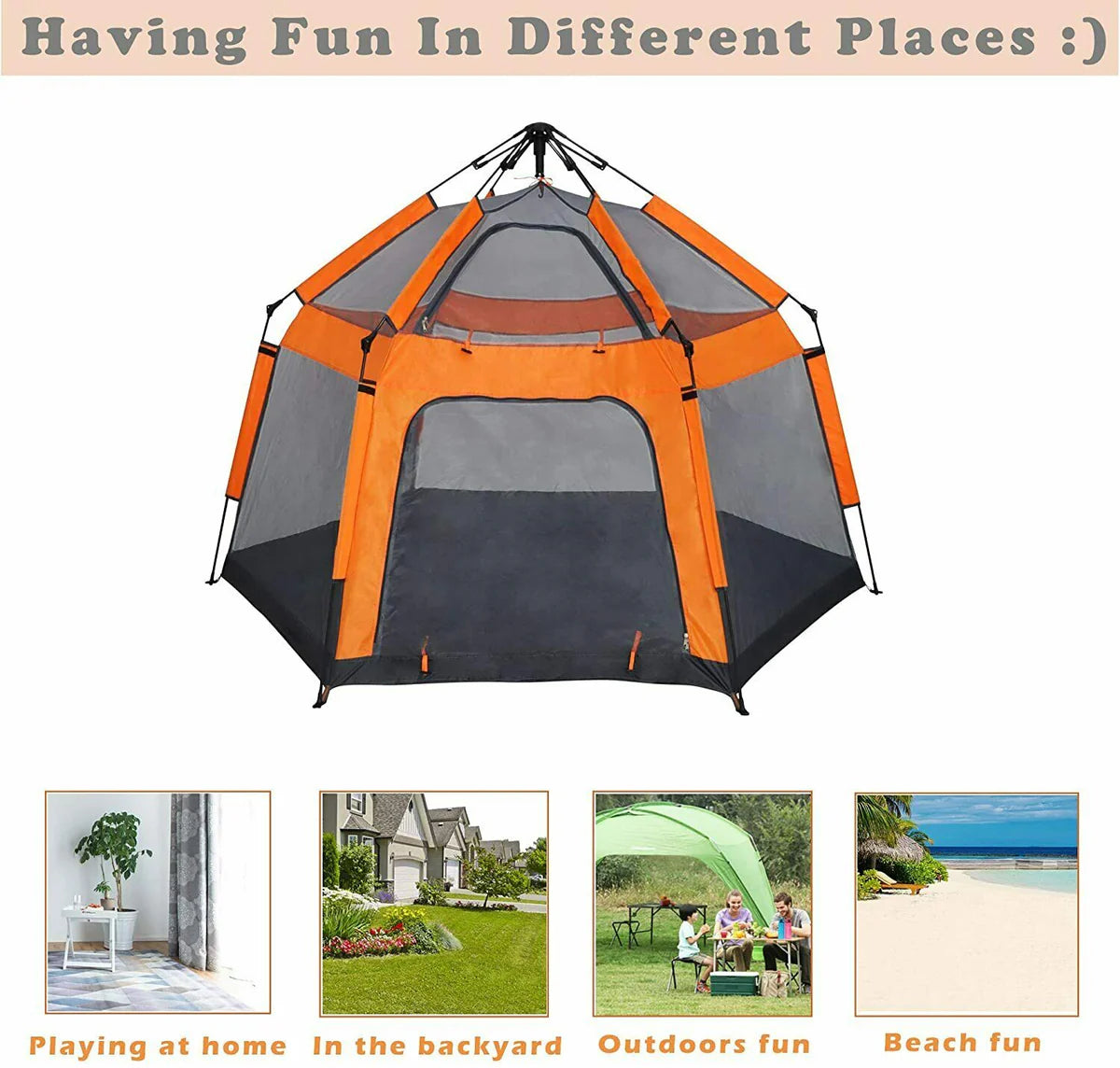 Pop Up Kids Play Tent Portable PlayHouse Camping beach Indoor Game Toys